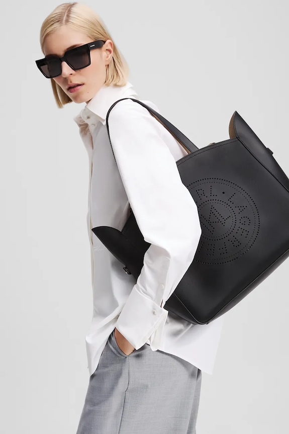 Kožená kabelka Karl Lagerfeld K/CIRCLE A3W30043 čierna
