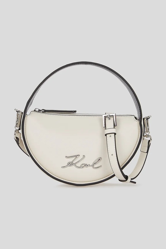 Kožená kabelka Karl Lagerfeld K/SIGNATURE usňová koža biela A3W30047