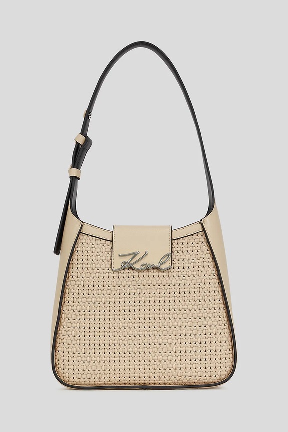Karl Lagerfeld borsa a mano in pelle pelle fiore beige A3W30048