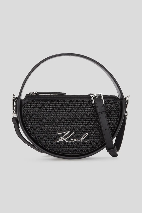 Kožená kabelka Karl Lagerfeld K/SIGNATURE usňová koža čierna A3W30053