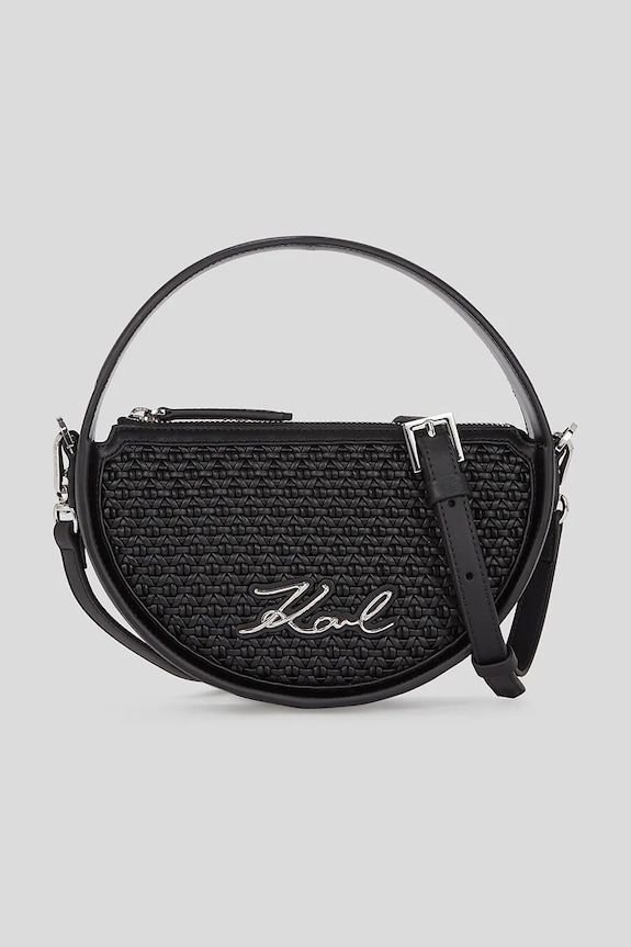 Kožená kabelka Karl Lagerfeld K/SIGNATURE usňová koža čierna A3W30053
