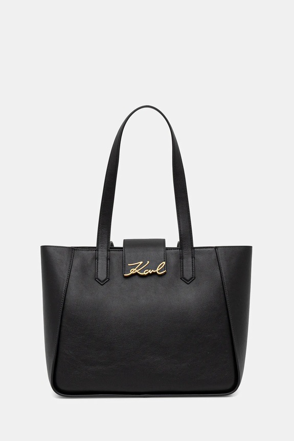 Karl Lagerfeld geantă de piele K/SIGNATURE uni negru A3W30133