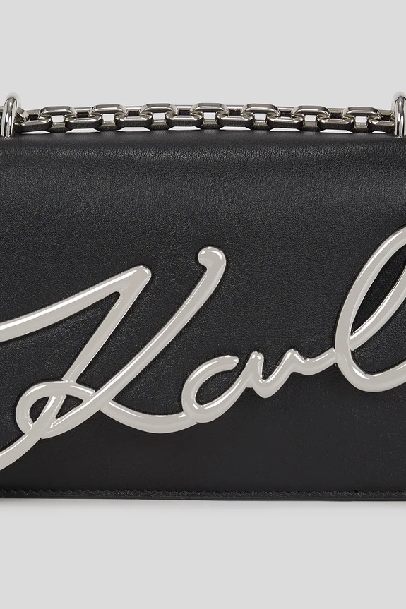 Akcesoria Karl Lagerfeld torebka skórzana K/SIGNATURE A3W30138 czarny
