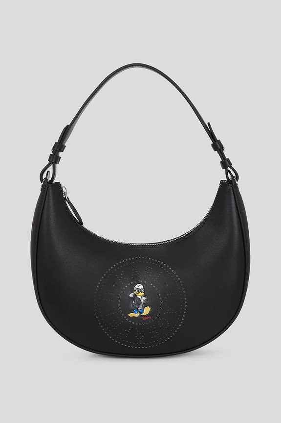 Kožna torba Karl Lagerfeld KL X DISNEY premalo za format A4 crna A3W30267