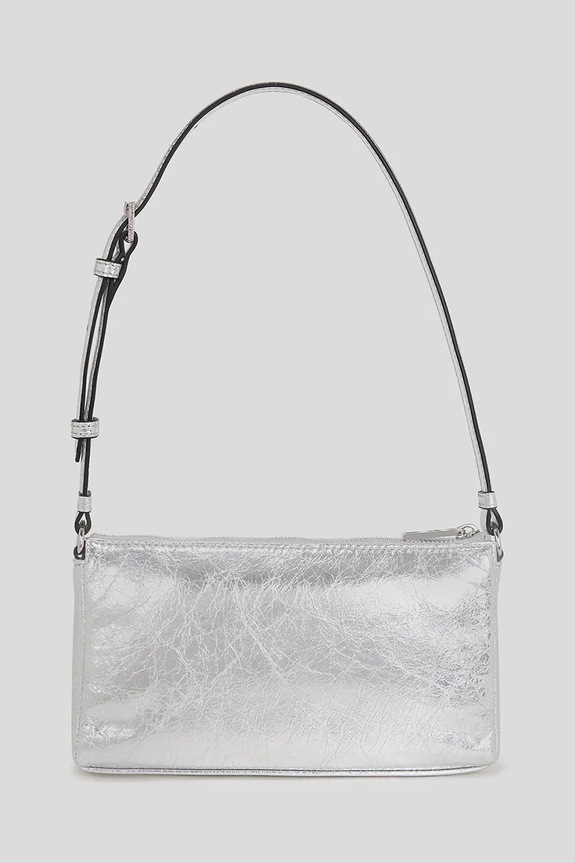Kožená kabelka Karl Lagerfeld K/KUILT A3W30311 strieborná AW25