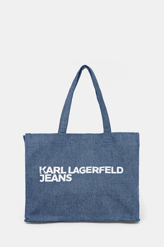 Bavlnená taška Karl Lagerfeld Jeans potlač modrá A3W50069