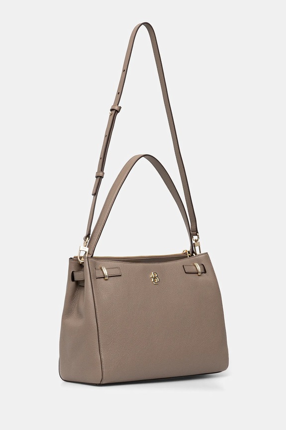 Kožená kabelka BOSS BOSS BEYOND Tote 50547714 hnedá AW25