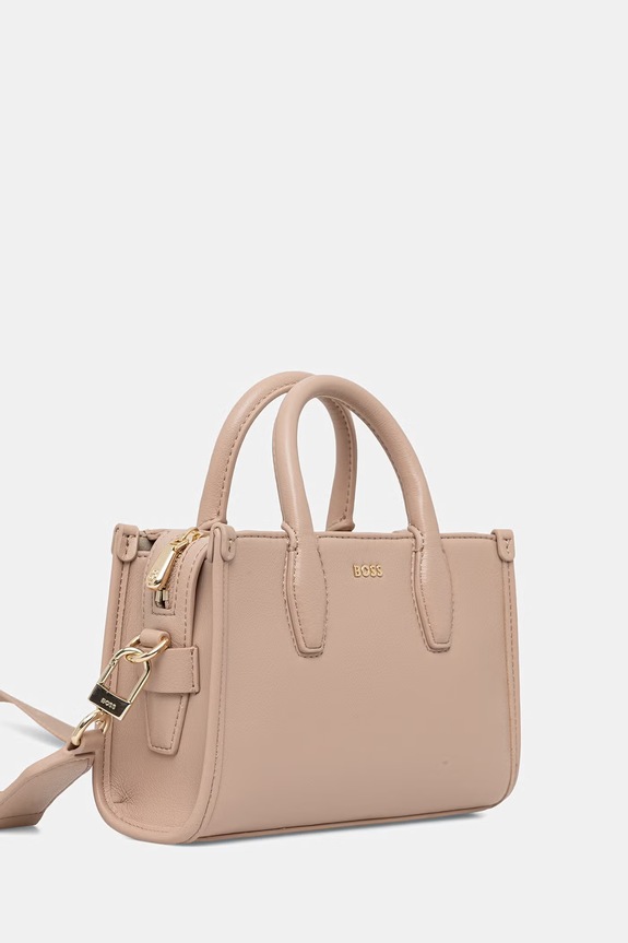 BOSS torebka damska z imitacji skóry Sandy SM Tote 50547766 beżowy SS26