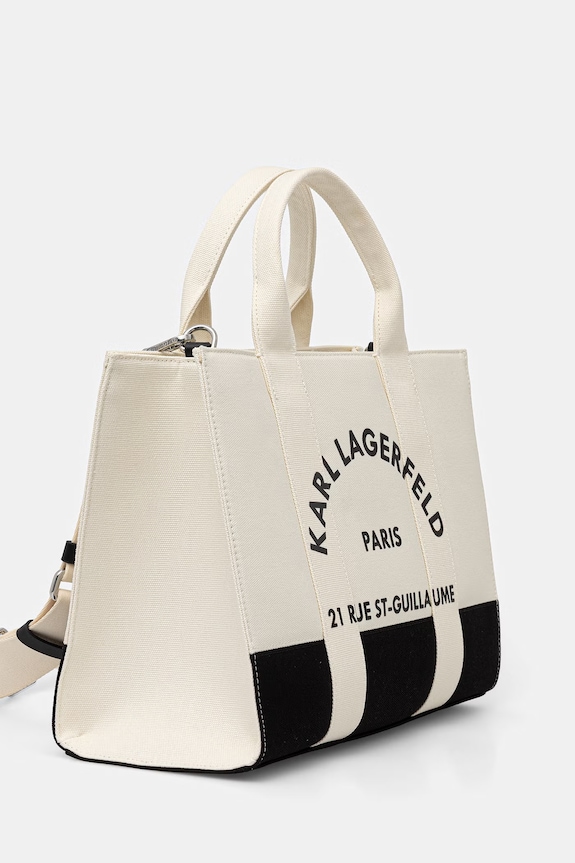 Karl Lagerfeld чанта tote дамска от памук K/RSG A3W50025 бежов SS26