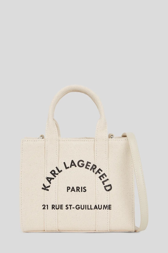 Karl Lagerfeld crossbody torba ženska pamučna K/RSG premalo za format A4 bež A3W50118
