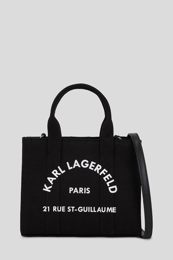 Karl Lagerfeld crossbody kabelka dámska bavlnená K/RSG potlač čierna A3W50118