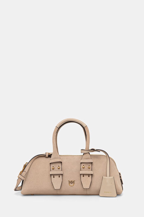 Pinko torebka zamszowa Horizontal nie mieści A4 beżowy 105334.A2JH