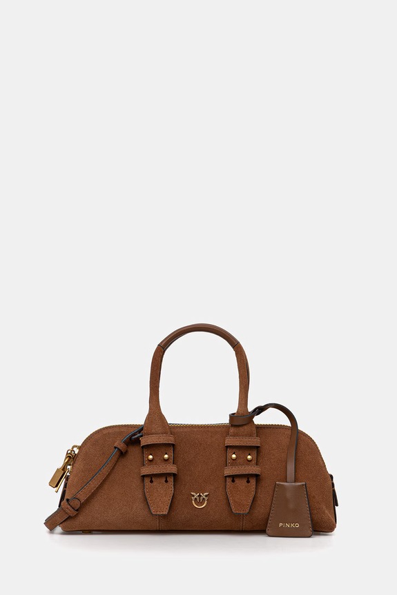 Pinko torebka zamszowa Horizontal nie mieści A4 brązowy 105334.A2JH