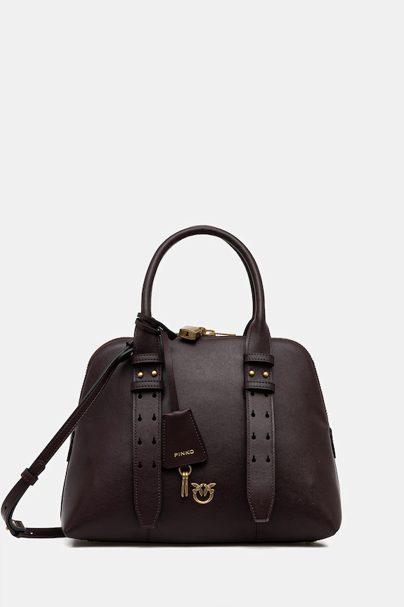 Pinko poșetă de piele uni maro 105906.A0QO
