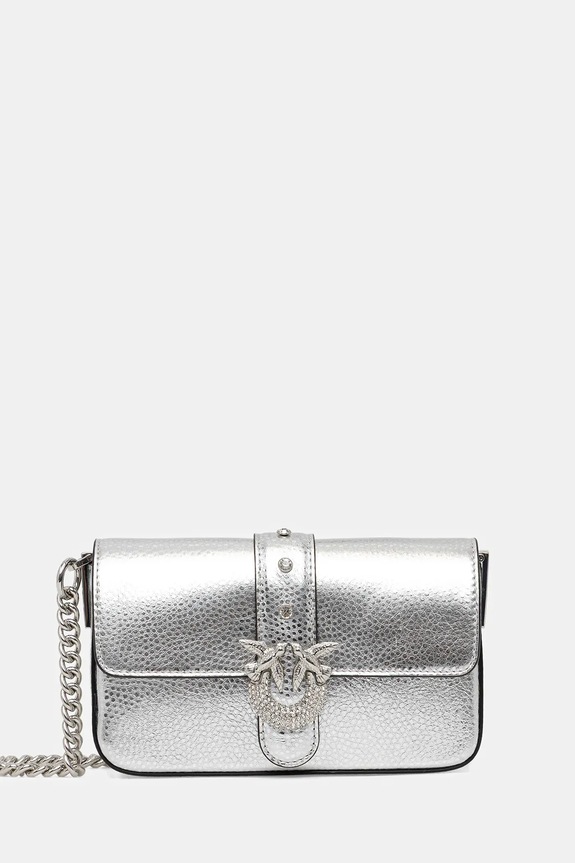 Pinko borsa a mano in pelle pelle fiore argento 105353.A2WD