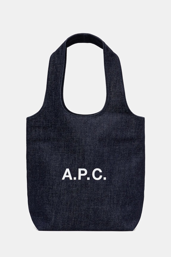Хлопковая сумка A.P.C. tote ninon small печать тёмно-синий COHIZ.M61861