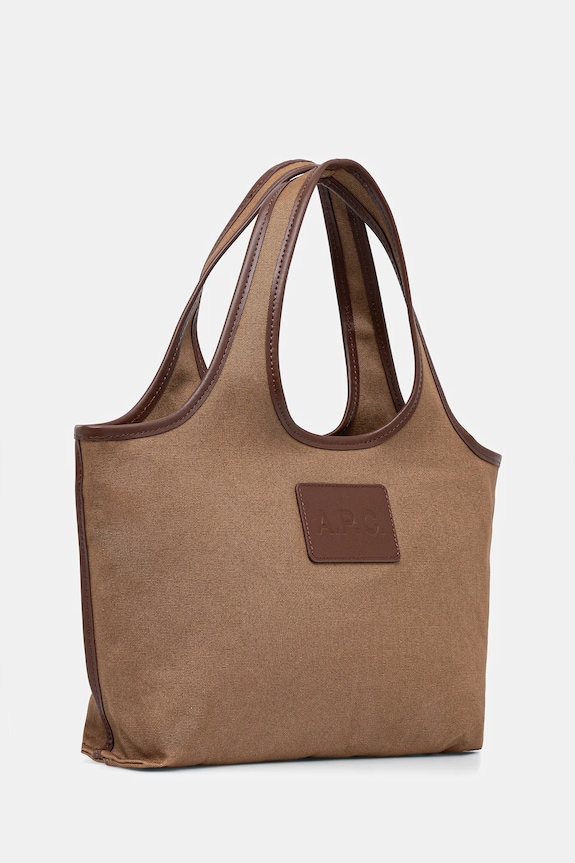 A.P.C. geantă de bumbac cabas harper mini COHKF.F67039 maro AW25