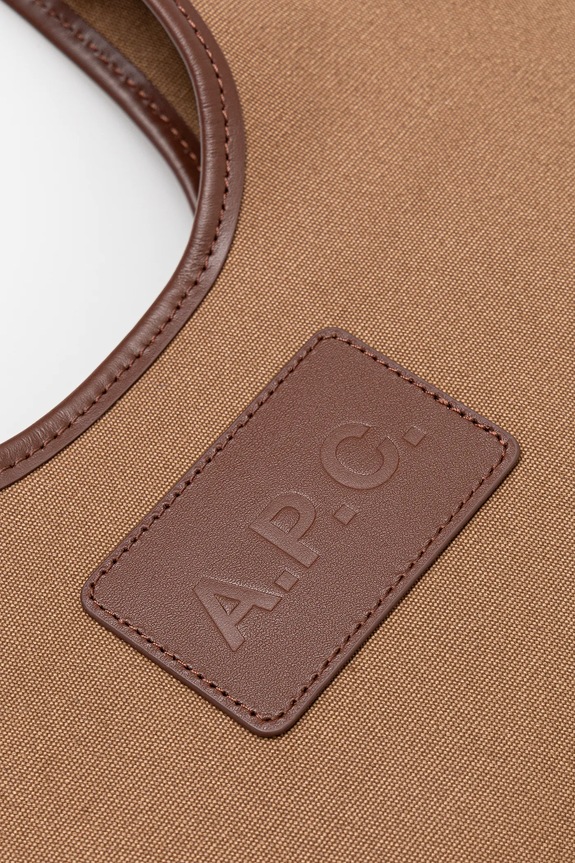 A.P.C. geantă de bumbac cabas harper mini maro COHKF.F67039