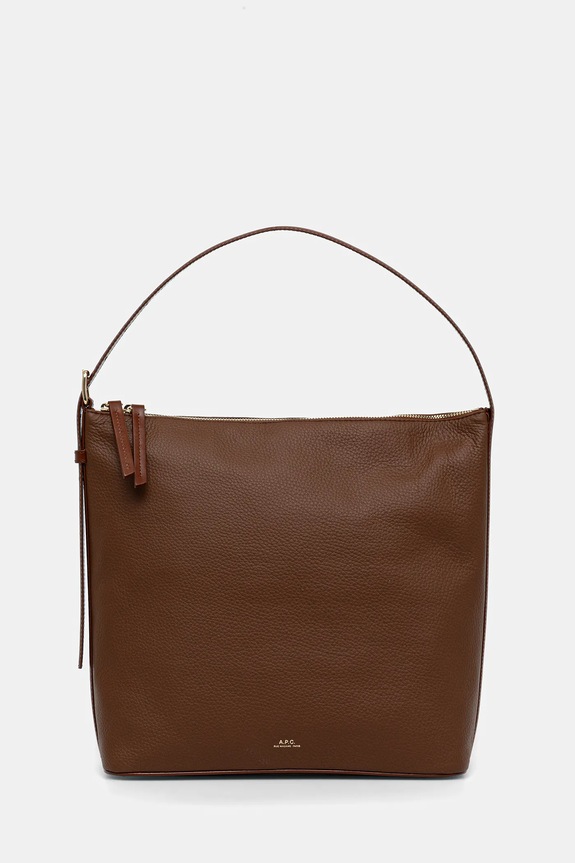 A.P.C. geantă de mână din piele sac vera uni maro PXCBL.F61902