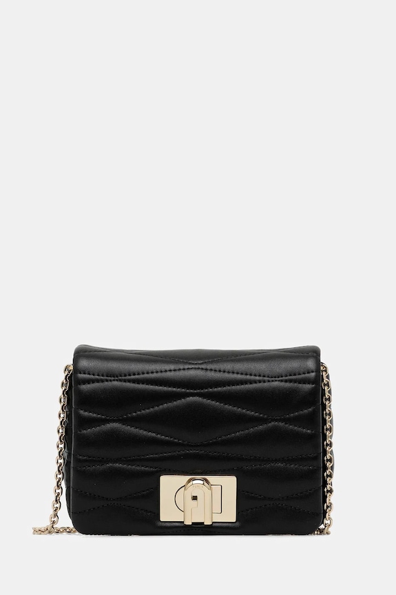 Δερμάτινη τσάντα Furla λείο δέρμα μαύρο WE00735.BX3221.O6000