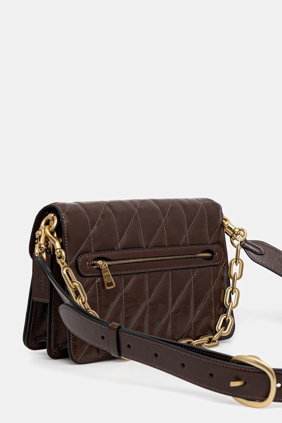 Dodatki Coach usnjena torbica Chain Tabby Shoulder Bag With Quilting CAF55 rjava