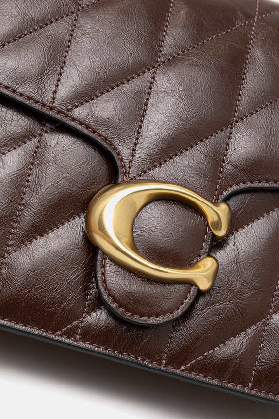 Coach usnjena torbica Chain Tabby Shoulder Bag With Quilting rjava CAF55