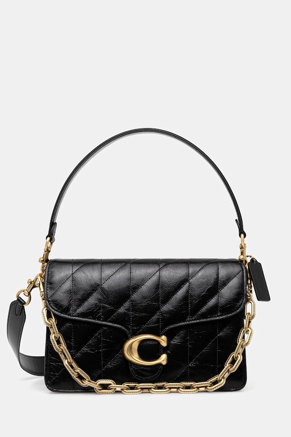Coach torebka skórzana Chain Tabby Shoulder Bag With Quilting skóra licowa czarny CAF55