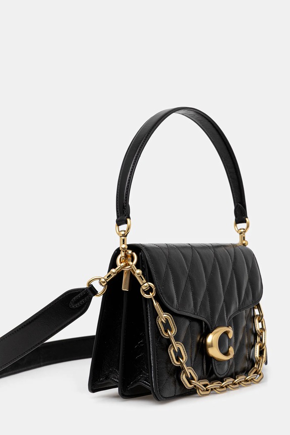 Coach torebka skórzana Chain Tabby Shoulder Bag With Quilting CAF55 czarny AA00