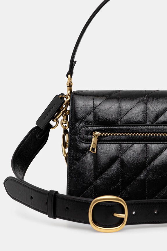 Akcesoria Coach torebka skórzana Chain Tabby Shoulder Bag With Quilting CAF55 czarny