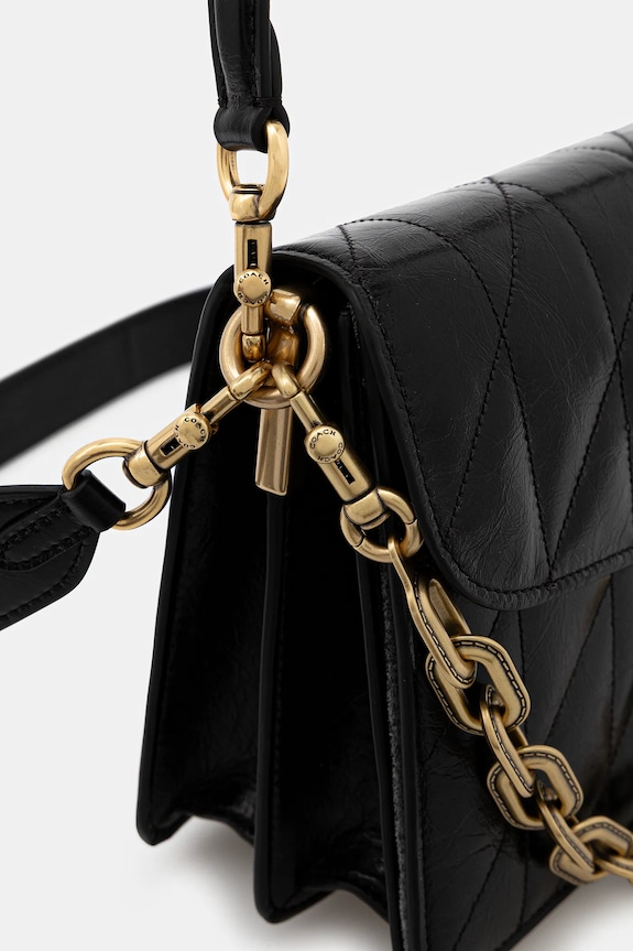 Coach torebka skórzana Chain Tabby Shoulder Bag With Quilting czarny CAF55