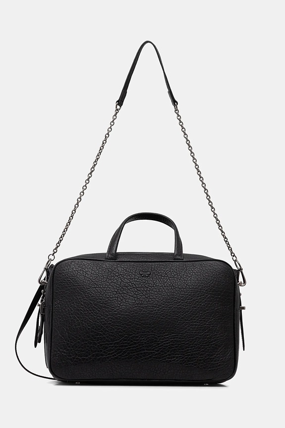 Kožená kabelka Weekend Max Mara PALOS usňová koža čierna 2525516085600