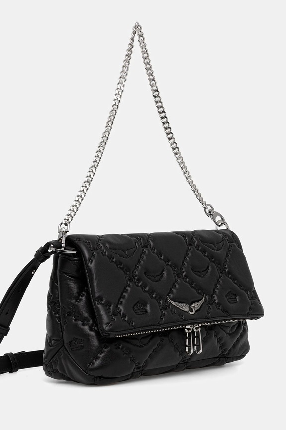 ZADIG&VOLTAIRE geantă de piele ROCKY II QUILTED MONOGRAM LWBA04058 negru AW25
