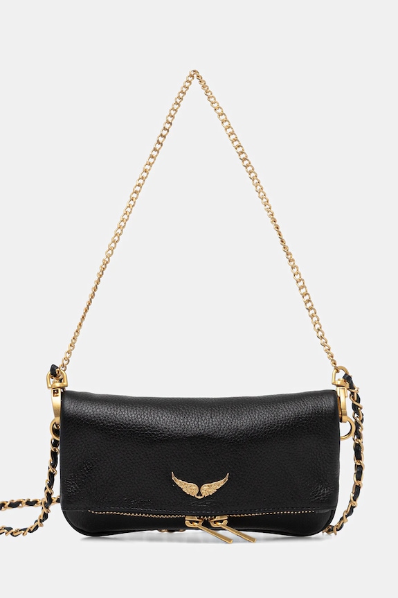 ZADIG&VOLTAIRE geantă de piele ROCK NANO GRAINED LEATHER uni negru LWBA03975