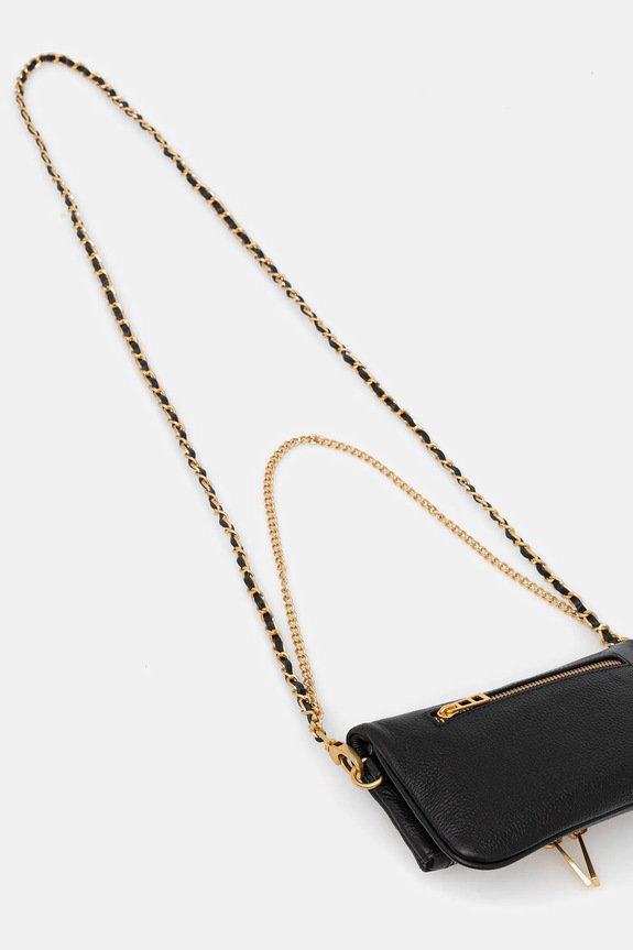 Accesorii ZADIG&VOLTAIRE geantă de piele ROCK NANO GRAINED LEATHER LWBA03975 negru