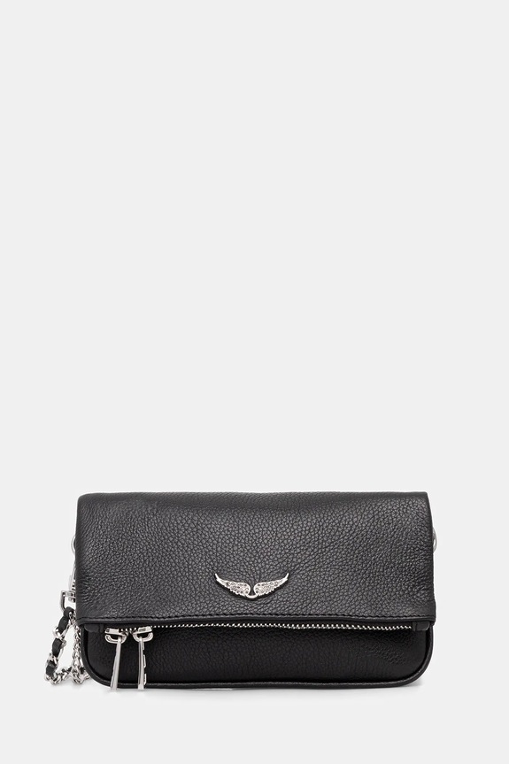 ZADIG&VOLTAIRE borsa a mano in pelle ROCK NANO GRAINED LEATHER pelle fiore nero LWBA03975