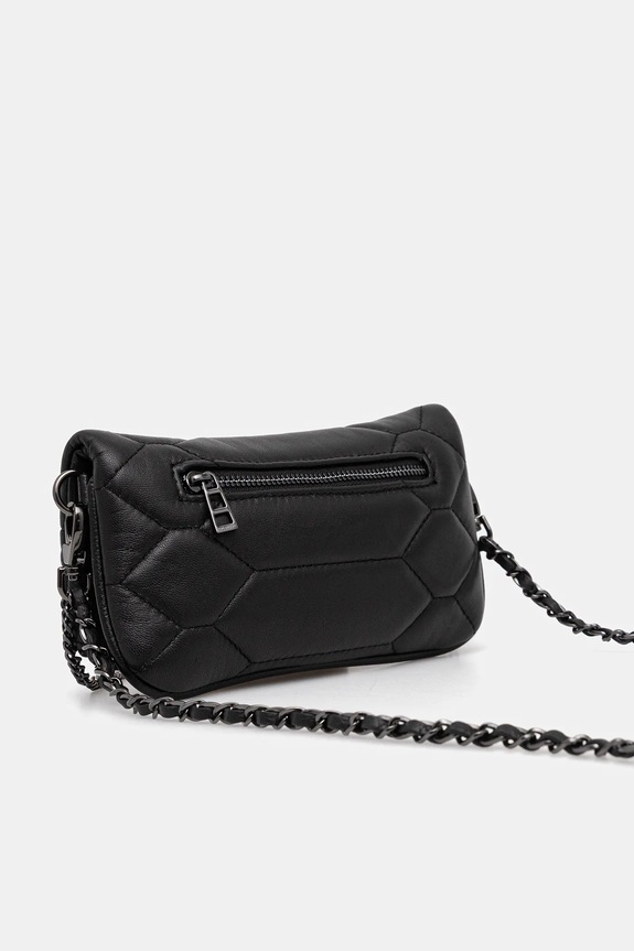 Accesorii ZADIG&VOLTAIRE geantă de piele ROCK NANO XL MAT SCALE LWBA03974 negru