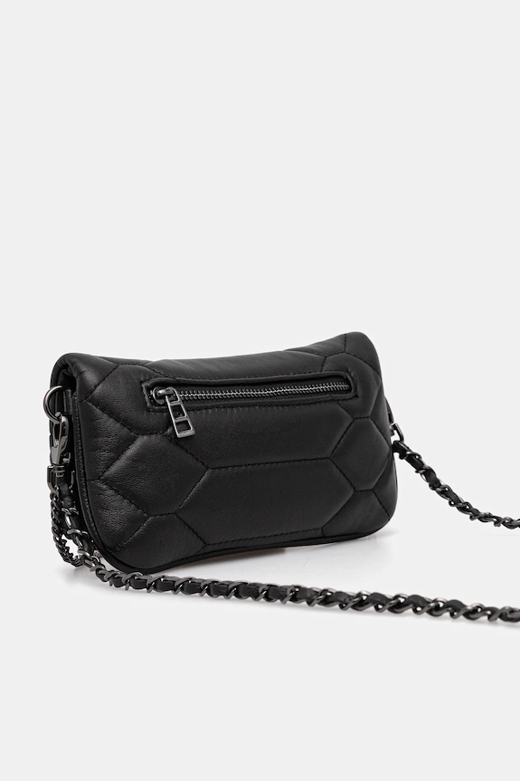 Accesorii ZADIG&VOLTAIRE geantă de piele ROCK NANO XL MAT SCALE LWBA03974 negru