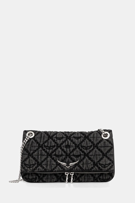ZADIG&VOLTAIRE borsetta ROCK II DENIM MONOGRAM applique nero LWBA04079