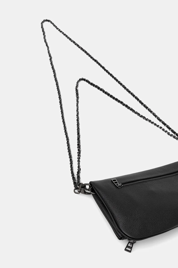 Accesorii ZADIG&VOLTAIRE geantă de piele ROCK GRAINED LEATHER PUNK LWBA04029 negru