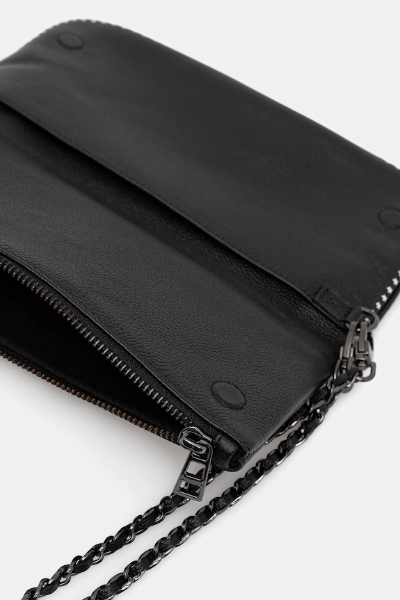 ZADIG&VOLTAIRE geantă de piele ROCK GRAINED LEATHER PUNK LWBA04029 negru