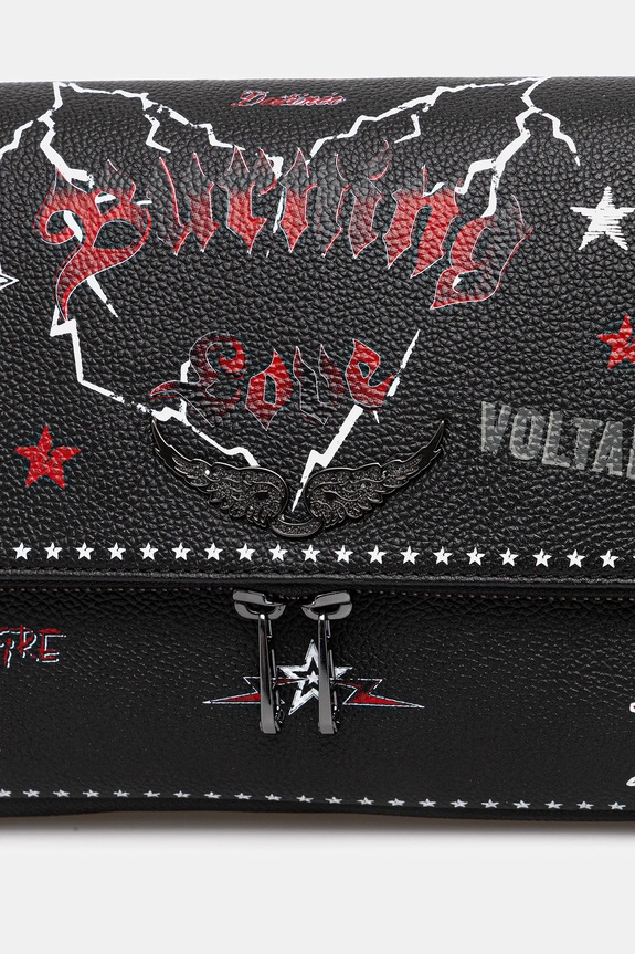 Kožená kabelka ZADIG&VOLTAIRE ROCKY II GRAINED LEATHER PUNK čierna LWBA04149
