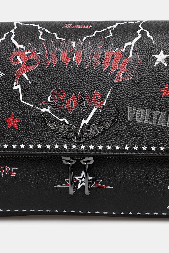 Kožená kabelka ZADIG&VOLTAIRE ROCKY II GRAINED LEATHER PUNK čierna LWBA04149