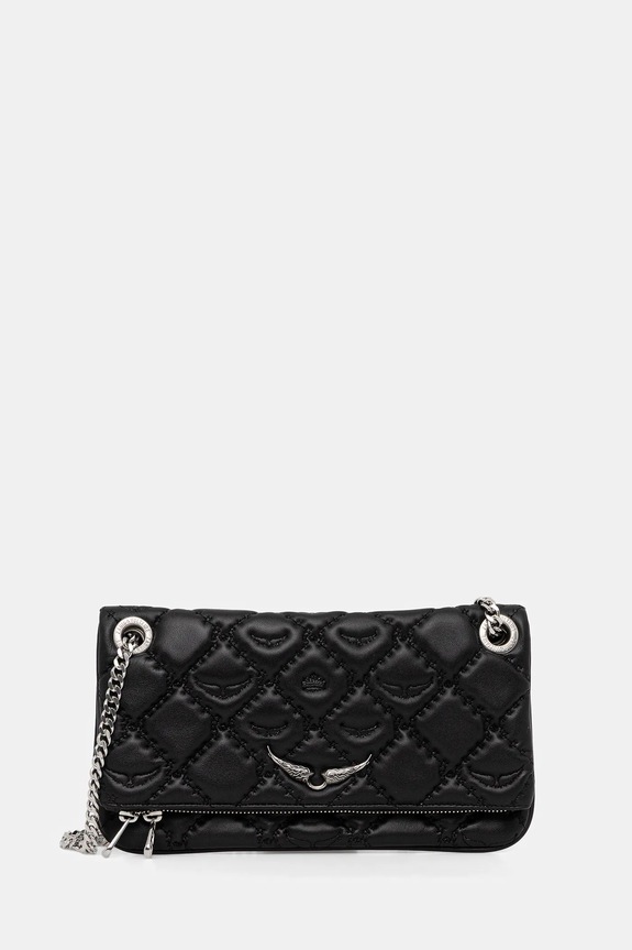 Kožená kabelka ZADIG&VOLTAIRE ROCK II QUILTED MONOGRAM nášivka čierna LWBA04053