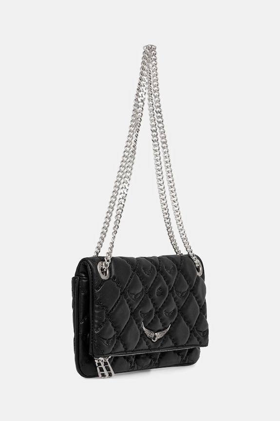 Kožená kabelka ZADIG&VOLTAIRE ROCK II QUILTED MONOGRAM LWBA04053 čierna AW25