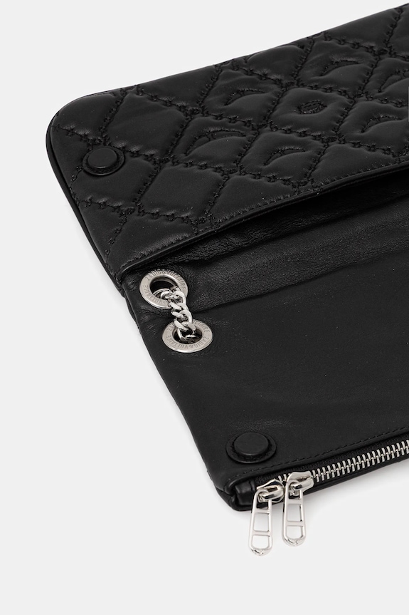 Kožená kabelka ZADIG&VOLTAIRE ROCK II QUILTED MONOGRAM LWBA04053 čierna