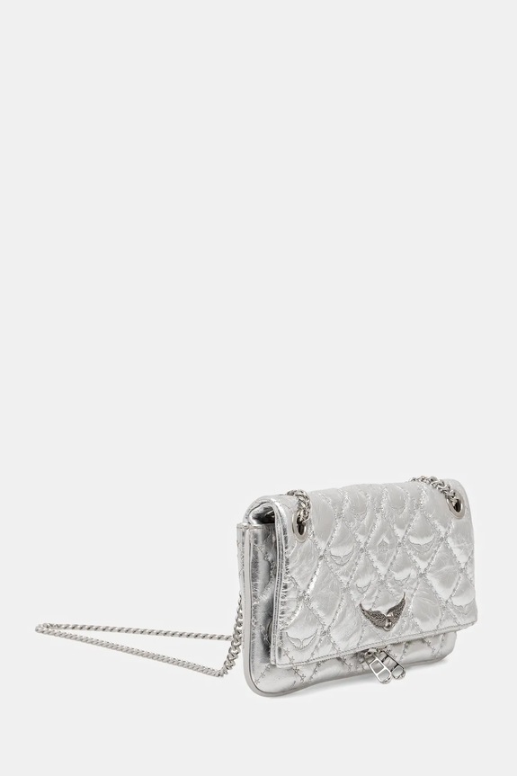 ZADIG&VOLTAIRE torebka skórzana ROCK II METAL MONOGRAM LWBA04078 srebrny AW25