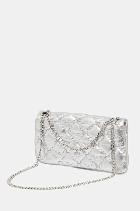 Akcesoria ZADIG&VOLTAIRE torebka skórzana ROCK II METAL MONOGRAM LWBA04078 srebrny