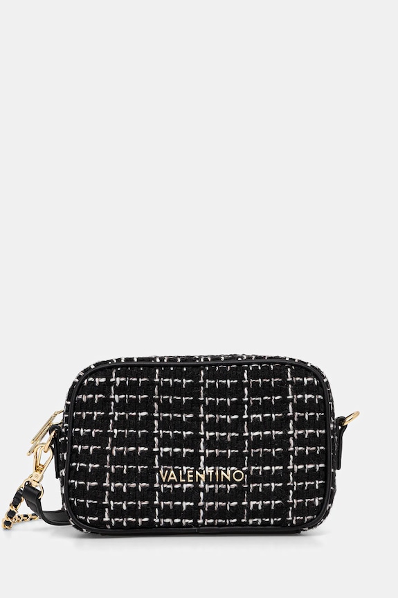 Valentino Bags torebka TWEED nie mieści A4 czarny VBS9JP51