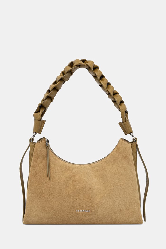 Coccinelle geantă de mână din piele întoarsă BOHEME SUEDE BIMATERIAL uni aur E1.P6P.13.03.01