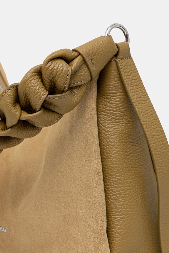Coccinelle geantă de mână din piele întoarsă BOHEME SUEDE BIMATERIAL aur E1.P6P.13.03.01